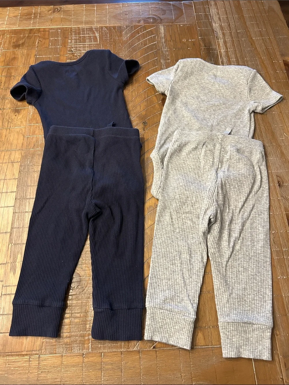 GAP Two-Piece Ribbed matching Sets in Navy and Heather Gray